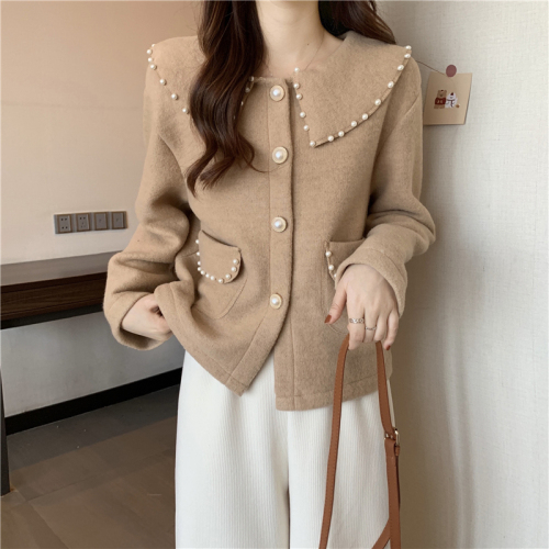 Real price real price new French style retro small fragrance pearl lapel short coat