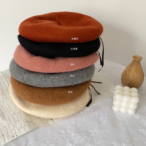 Real shot real price beret women's British retro autumn and winter wool painter's hat ladies beret hat all-match ins