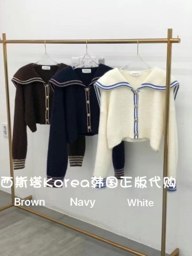 women's doll collar solid color sweater