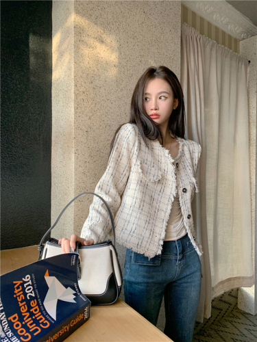 Real shooting real price ~ retro small fragrance autumn and winter style cardigan outer jacket