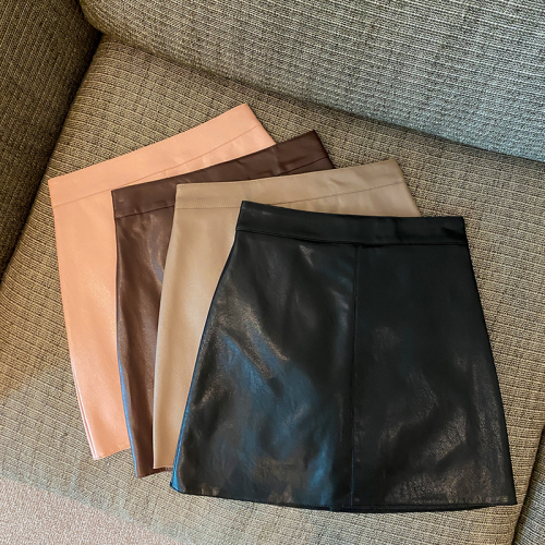 Real price real price leather skirt women's autumn and winter new anti-light hakama skirt PU leather skirt high waist a-line skirt