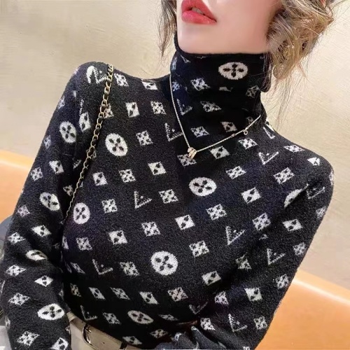 High-quality autumn and winter pullover sweater sweater lazy wind net red fashion high collar knitted bottoming shirt FS