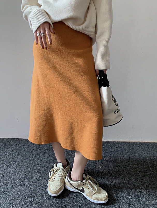[ONIVINTAGE Oni] Retro style woolen back slit skirt VD208D932