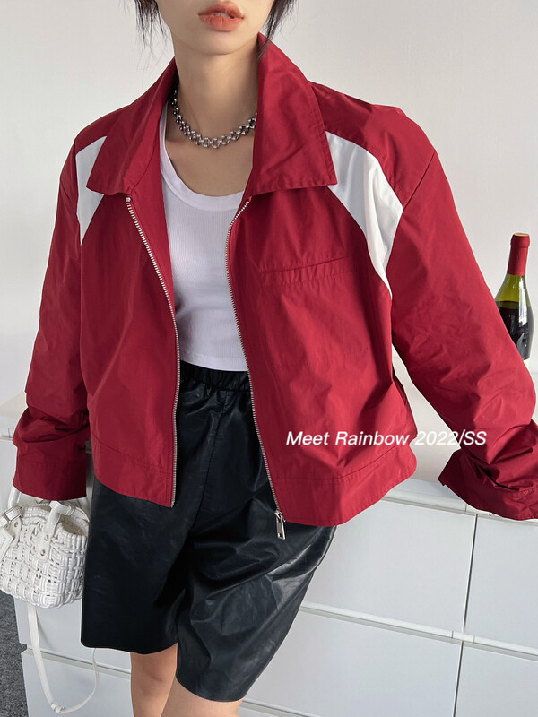 Original price 123.95! 【RAINBOW】Designed Contrasting Color Jacket Short Jacket 28655# FHX