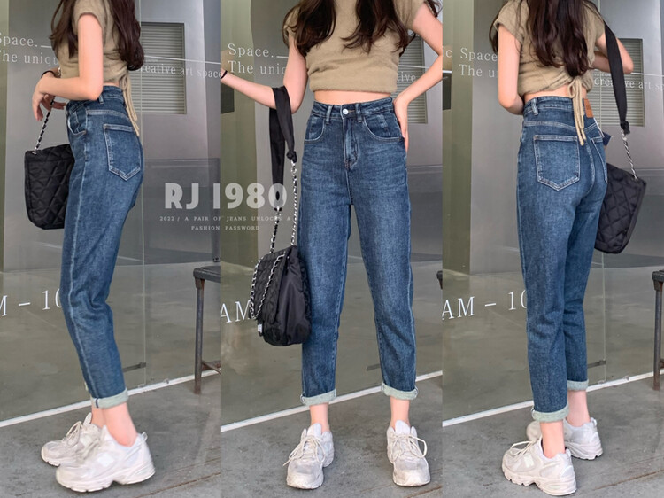 【1980】Winter new Korean style fleece loose jeans 63616-1