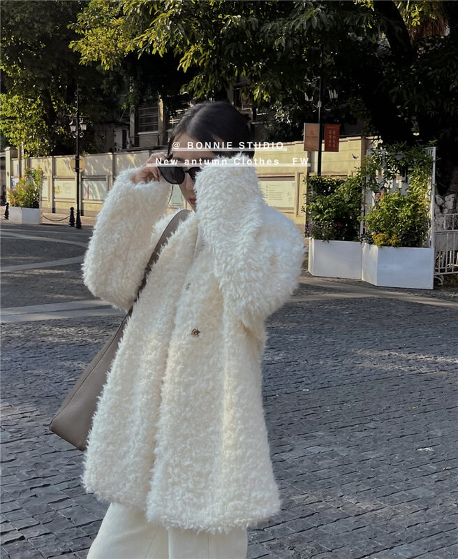 [BONNIE] V-neck loose grain velvet short coat 2659# XJ