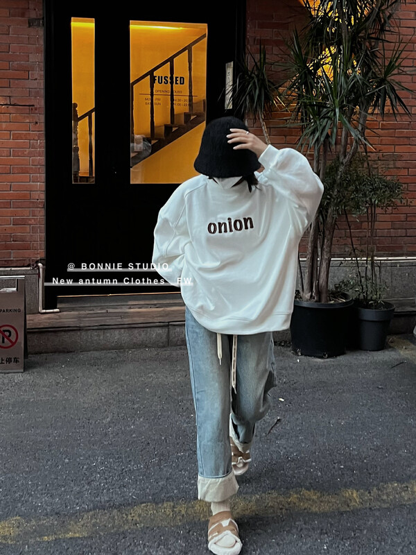 [BONNIE] Plush embroidered pullover sweater 2617# XJ