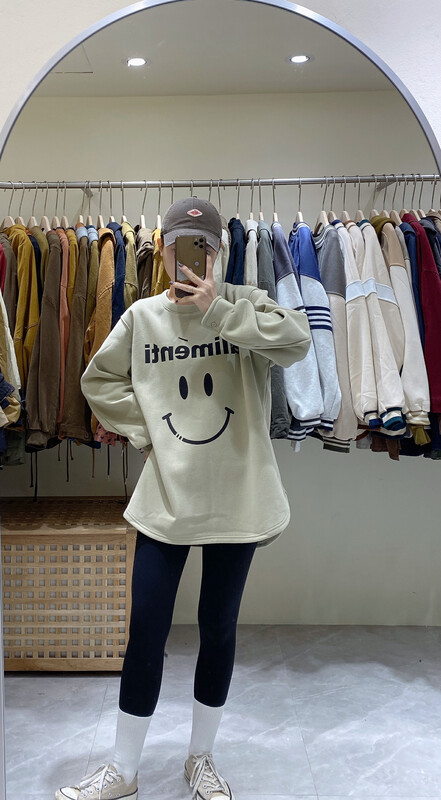 【DA.7】Korean plus fleece smiley long-sleeved T-shirt 3391-# LSL