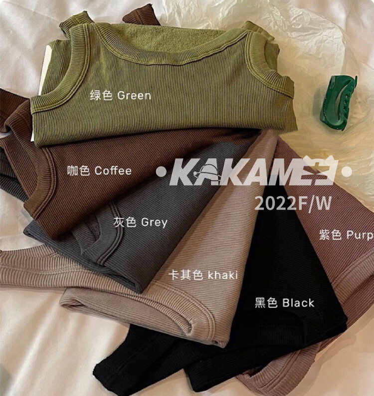 [KAKAMEE] 2022 new Korean version plus velvet brushed vest straps to keep warm and look thin 8098