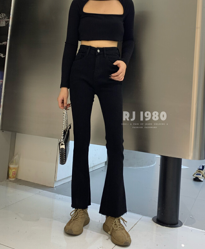 Original price 98.99! 【1980】Winter New Fleece Elastic Slit Micro Lace Jeans 30808
