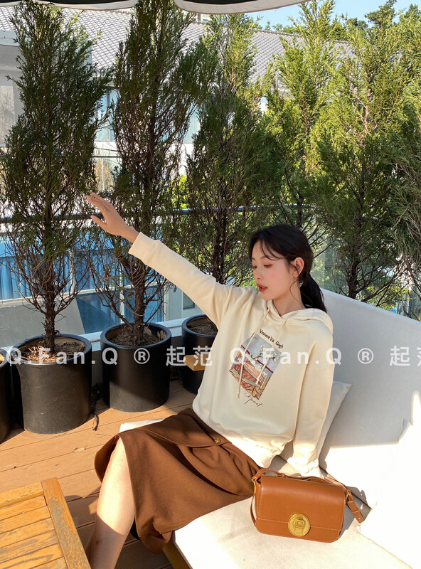 [Qifan] Custom-made hand-printed sweater with fleece inside the boutique 80525# JHY