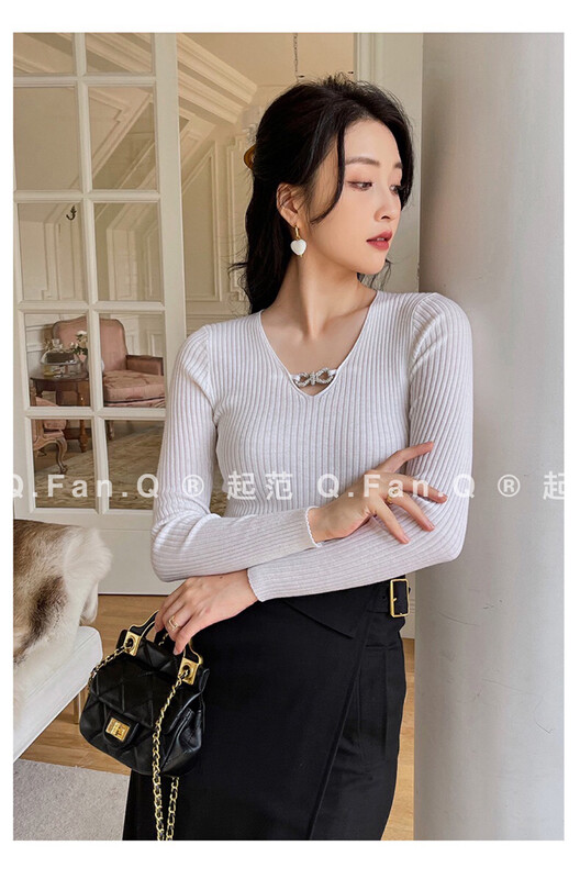 【Qi Fan】Korean style slim bottoming shirt 2210# JHY