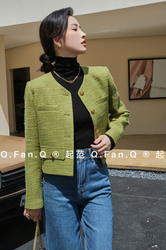 The original price is 155.53! [Qifan] Texture Xiaoxiang simple and all-match commuter short jacket 80289# JHY