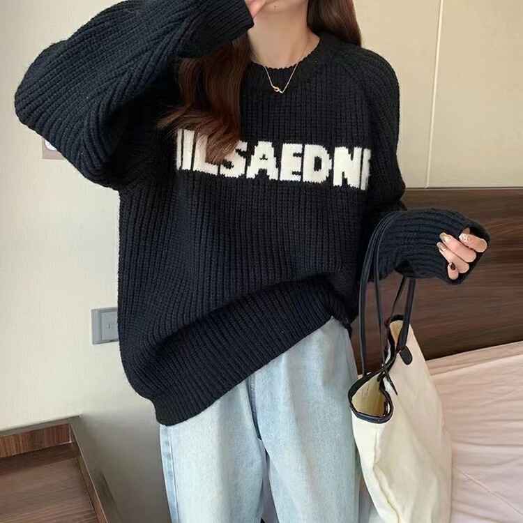 [DA.7] Simple letter pullover warm sweater 3501-# LSL