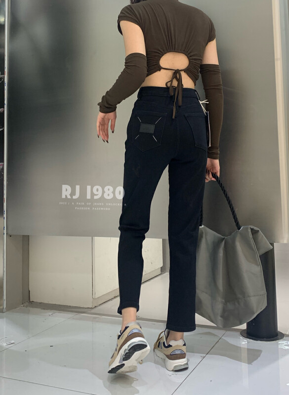 【1980】Winter new style flocking looks tall and thin stretch pipe jeans 2W65528-1