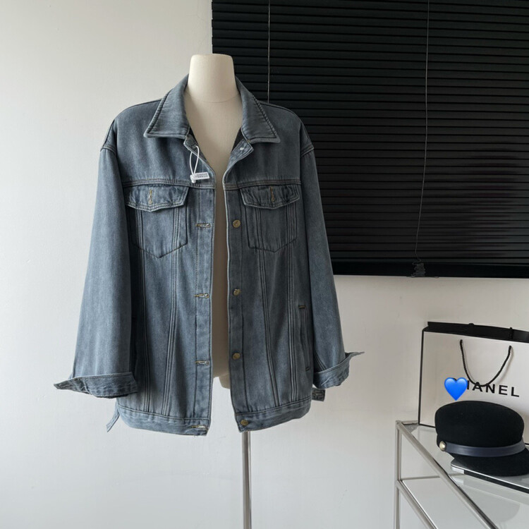 【X·H STUDIO】Korean style loose and thin plus fleece denim jacket 3457# OZQ