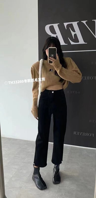 【T.H】Korean version of foreign style fashion basic style grabbing cigarette pipe jeans 33260-2# LSW