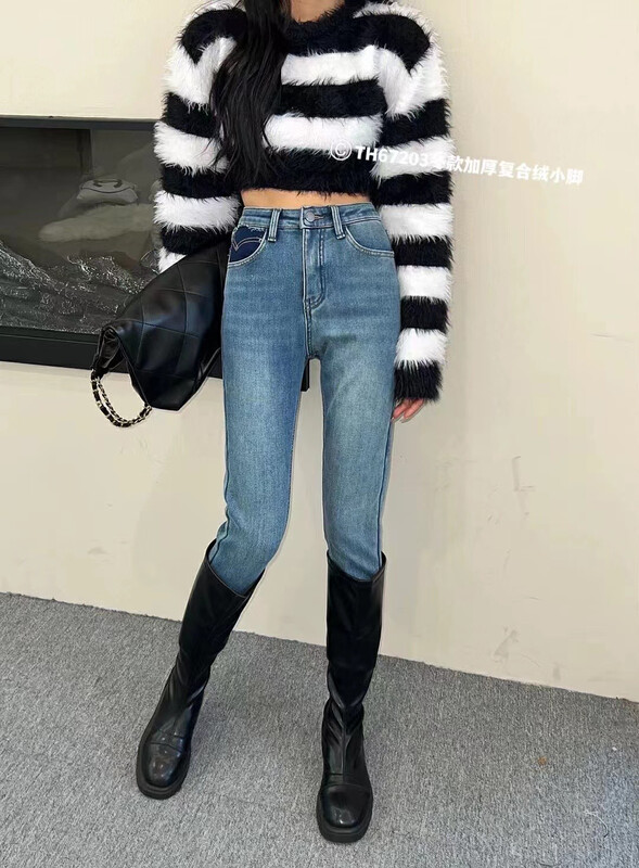 Original price 94.99! 【T.H】Thickened composite velvet embroidery thread jeans 672030# LSW