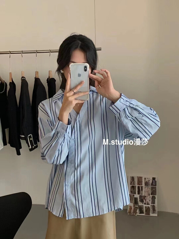 【MSTUDIO Mansha】Casual striped button-down shirt L229# HBX