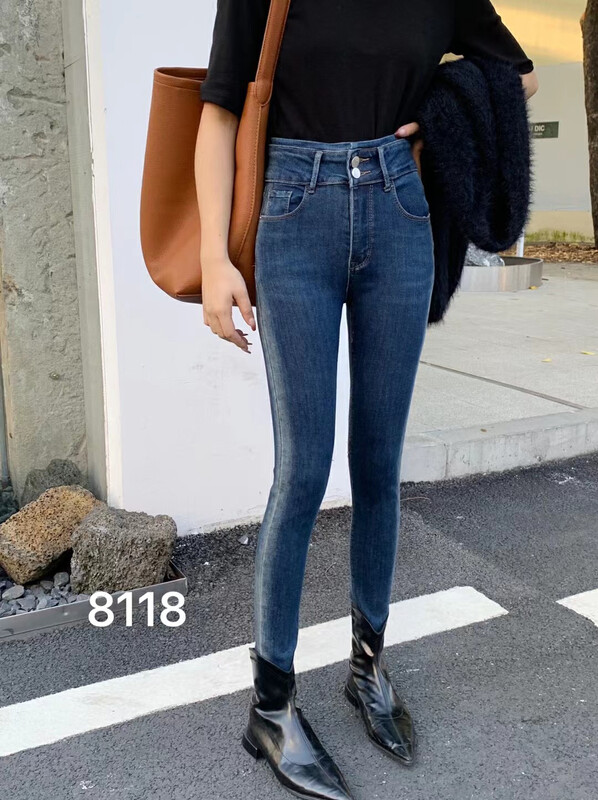 【LSJD】gradient elastic high waist slim fit skinny jeans 8118# WTT
