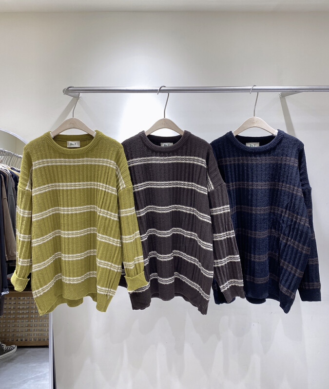 【DA.7】Contrast color stripe loose warm sweater 3309# LSL