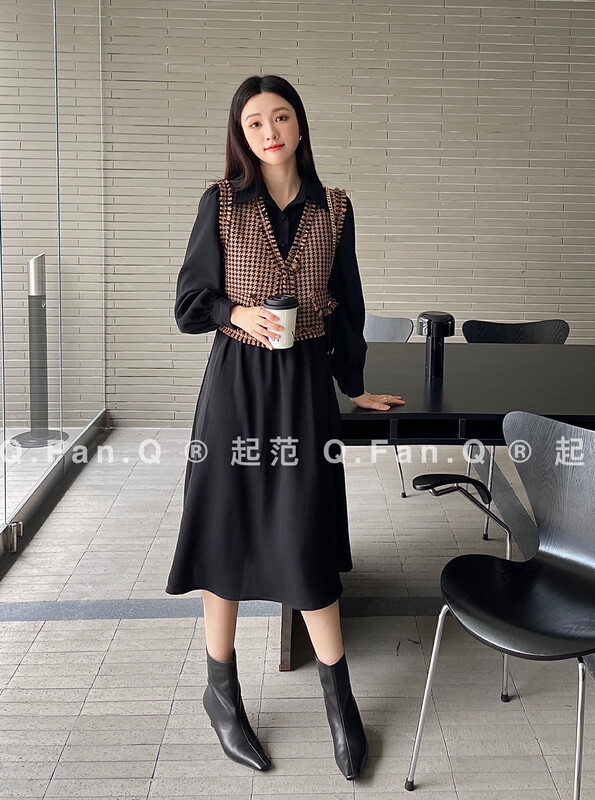 【Qi Fan】Small Xiangfeng fashion vest + slim and age-reducing dress suit 80367# JHY