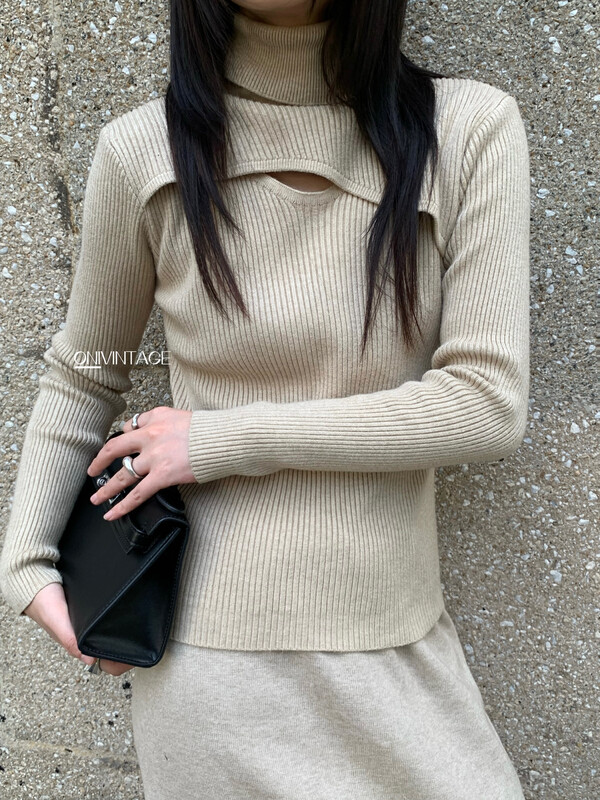 [ONIVINTAGE] all-match high collar bottoming hollow out warm sweater in the middle OYW226N6747# CQW