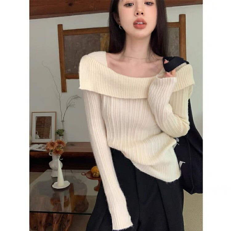 【Huaxi】Pure Color Pullover One Shoulder Warm Sweater 1061# PCZ