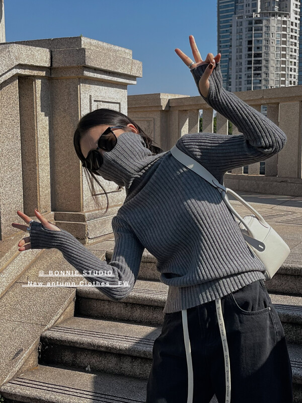 【BONNIE】Pure color bottoming turtleneck sweater 2623# XJ