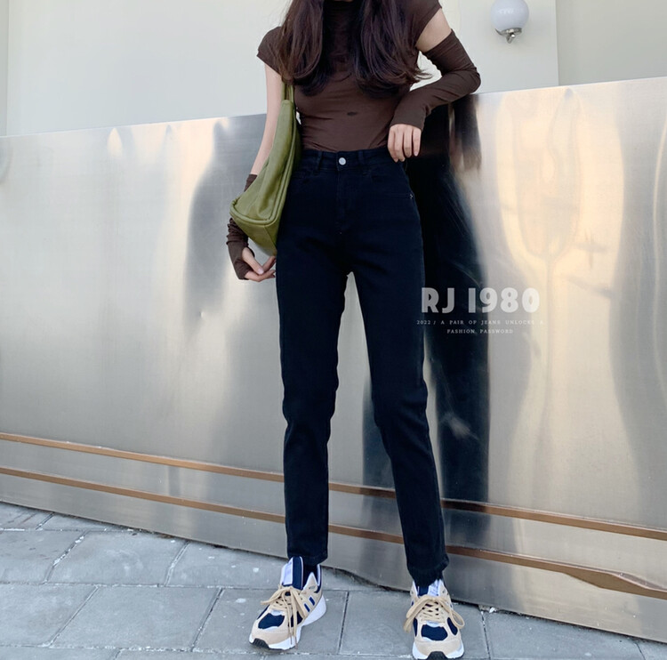 【1980】Winter new style flocking stitching design elastic slim small pipe jeans 2W65535-1