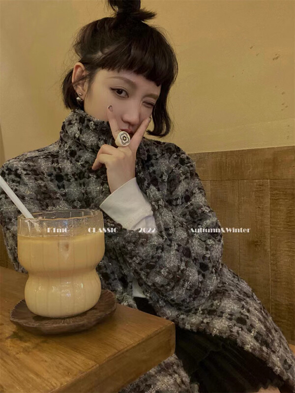 【VANESSA】休閒簡約小香風舒適格子大衣  8976#  OZQ