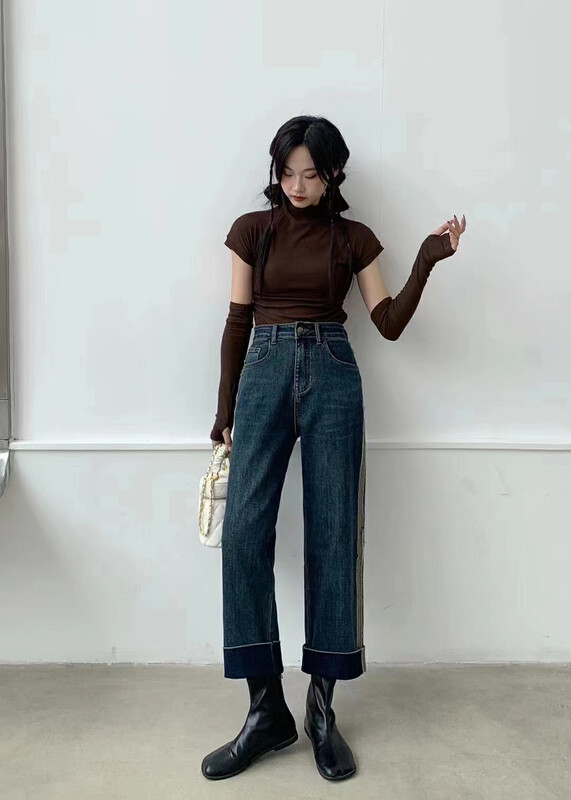 【LSJD】Stretch straight wide-leg jeans M6116# WTT
