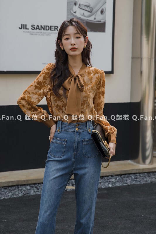 [Qi Fan] Korean style long-sleeved temperament shirt 80339# JHY