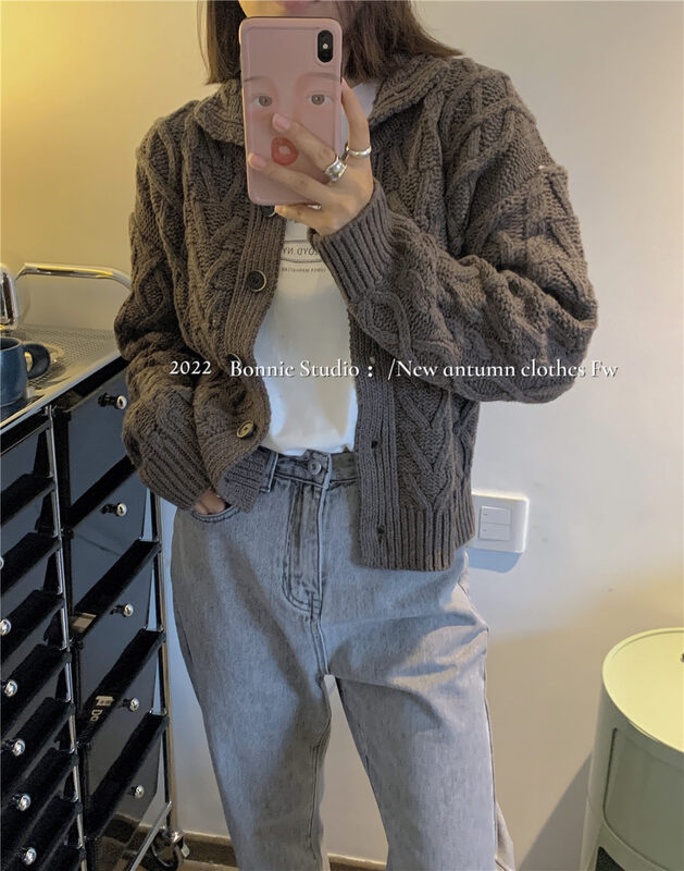 【BONNIE】Classic twist-breasted knitted cardigan 2684# XJ