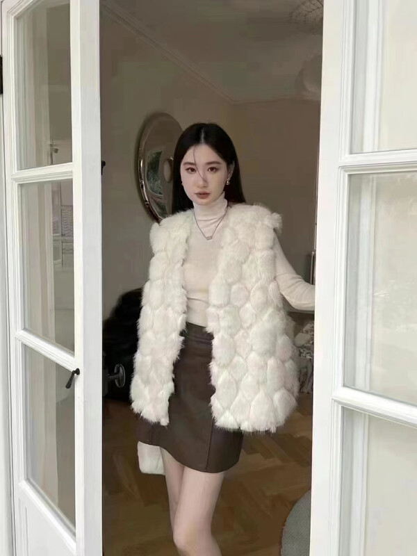 【Huaxi】Korean version imitation raccoon fur V-neck vest 1138# PCZ