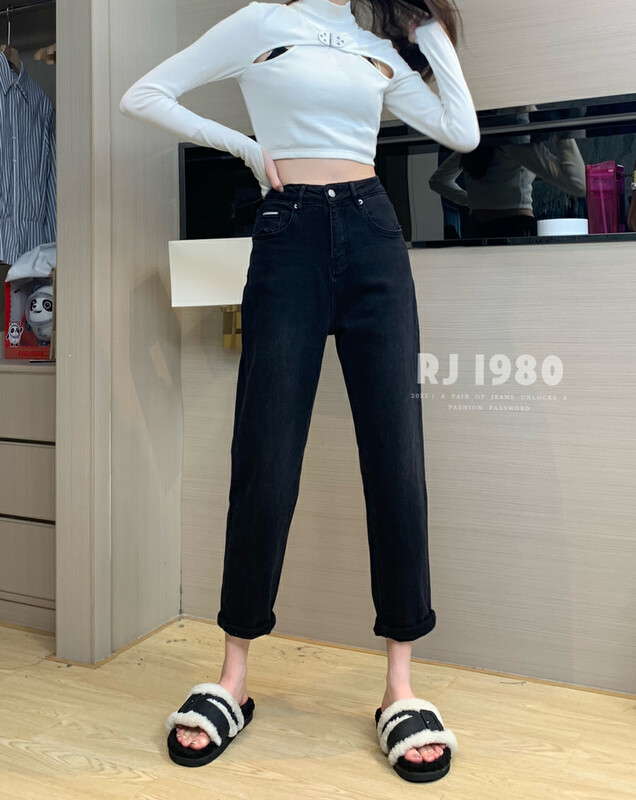 【1980】Winter new plus velvet warm Margiela elastic small Harem jeans 91677