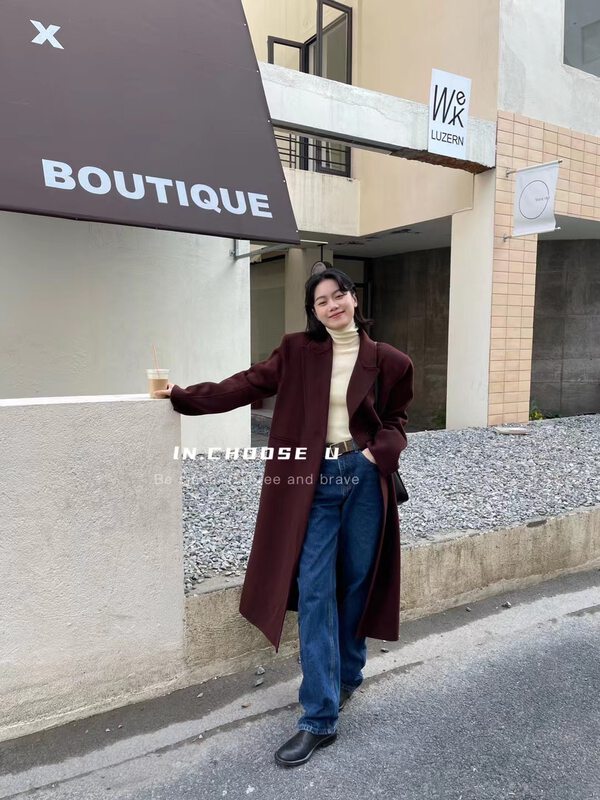 【IN.CHOOSE U】Commute texture one button fashion wool coat 69575# CQW