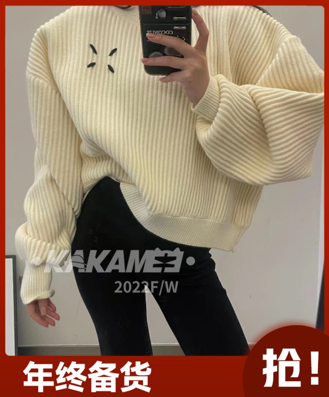 【KAKAMEE】Retro Japanese Lazy Knit Turtleneck Warm Sweater 6032# CQW