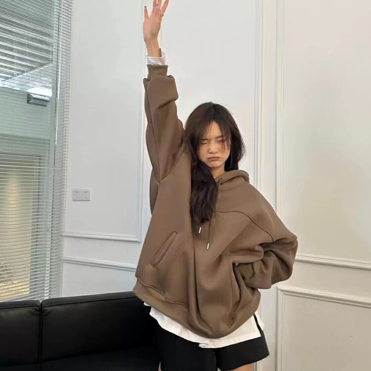 【RAINBOW】Autumn and winter 2022 new loose lazy style American retro thickened sweater hooded casual 03051