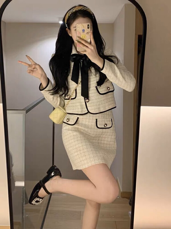 【Huaxi】Xiaoxiangfeng Short Jacket + Temperament Skirt Set 1131# PCZ