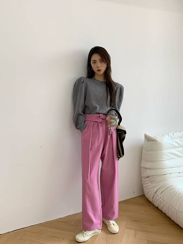 Original price 100.39! [ONIVINTAGE Ouni] design sense folded waist casual pants OD218P3766