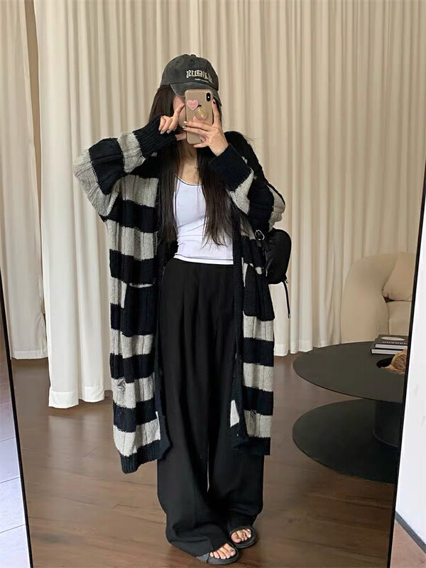 [Huaxi] Loose all-match striped knitted cardigan 1007# PCZ