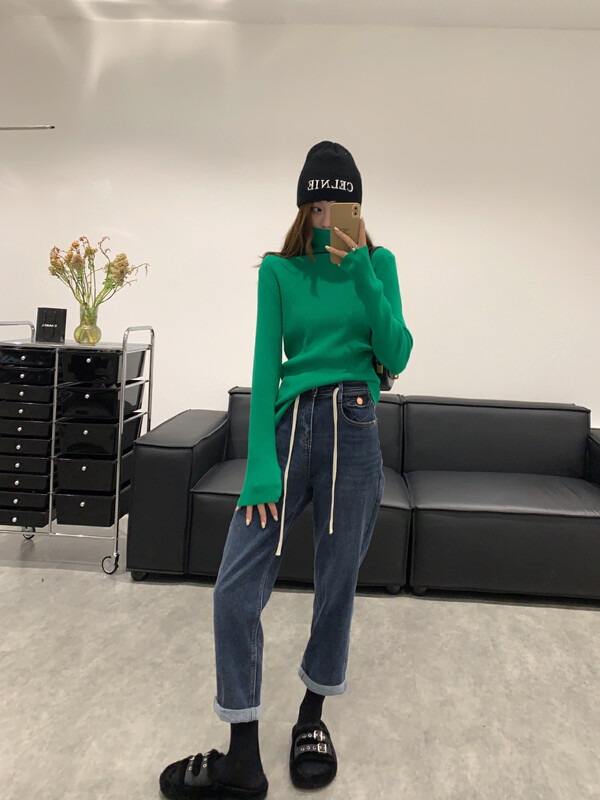 【VANESSA】Simple solid color all-match casual warm sweater 8566# OZQ