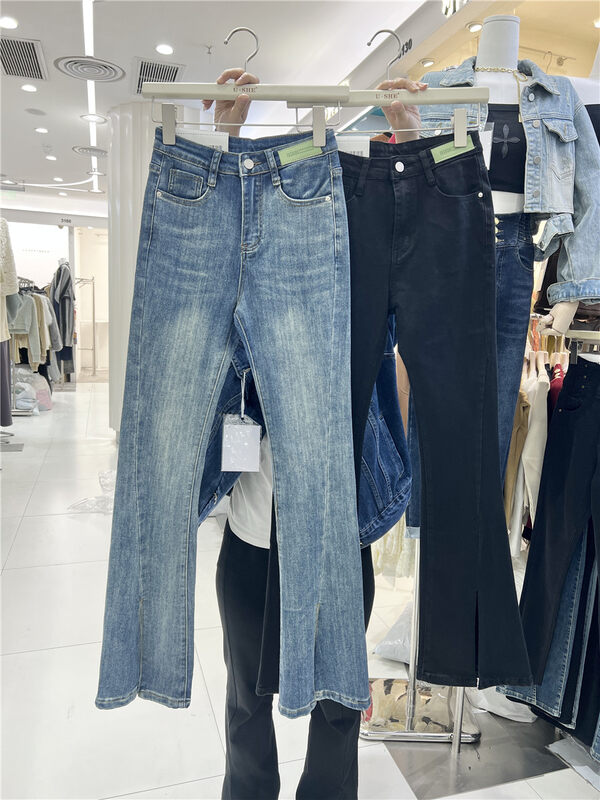 【U.SHE】Clean version micro flared slit jeans 11135# JJ
