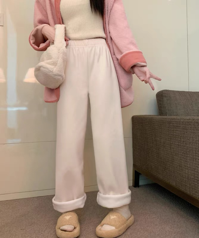 [Huaxi] High Waist Plus Velvet Straight Leg Wide Leg Casual Pants 1102# PCZ