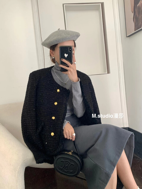 [MSTUDIO Mansha] Xiaoxiangfeng double-breasted temperament short jacket 587# HBX