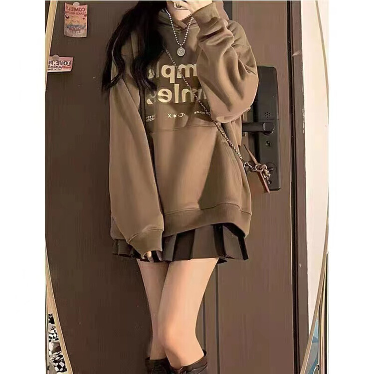 [Huaxi] American retro brown sweater + high waist all-match pleated skirt suit 1098# PCZ