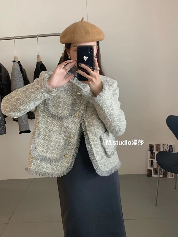 [MSTUDIO Mansha] Xiaoxiang style texture pocket short jacket (excluding inner wear) 1200# HBX
