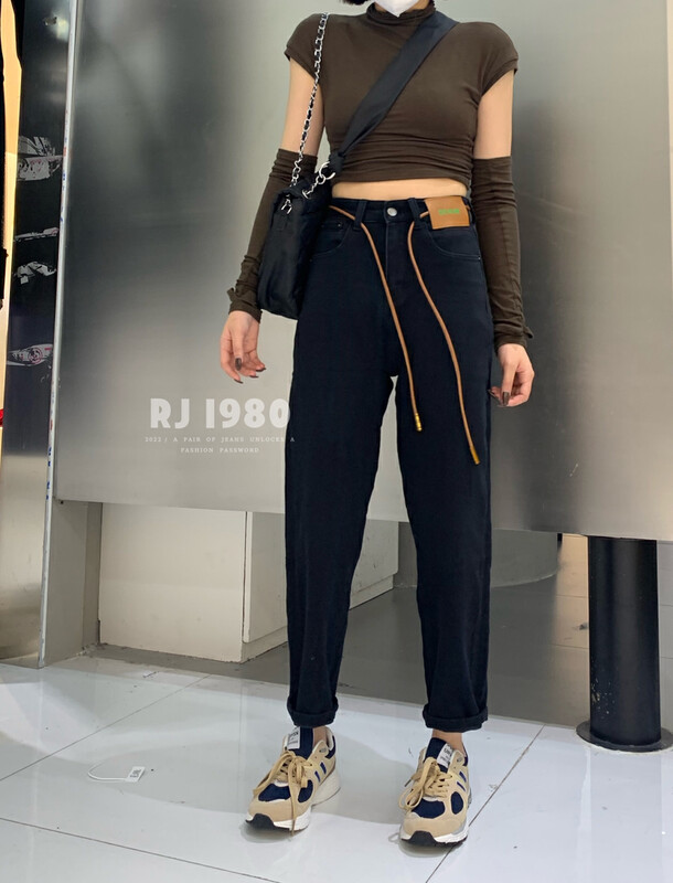 Original price 127.33! 【1980】Winter New Thick Harem Jeans with Towel Bottom (with Waist Rope) 2W65398