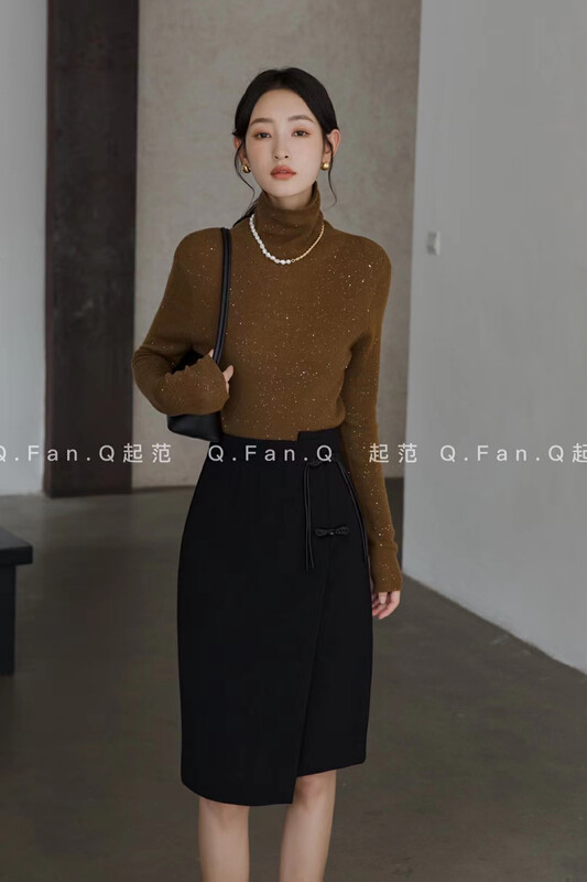 【Qi Fan】Special retro buckle all-match commuter skirt 80360# JHY